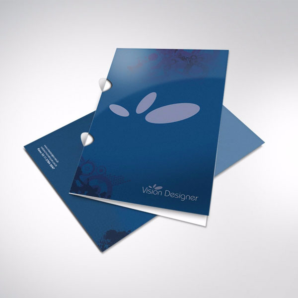 Impressao de 100 Pastas com Orelha Couchê 250g 