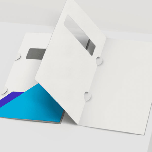 Impressao de 1000 Pastas com Orelha e Janela Couchê 300g 